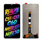 Compatible for Realme C51 / C53 / C60 / Narzo N53 / Note 50 Screen Assembly Replacement – High Brightness & Clear Color Display