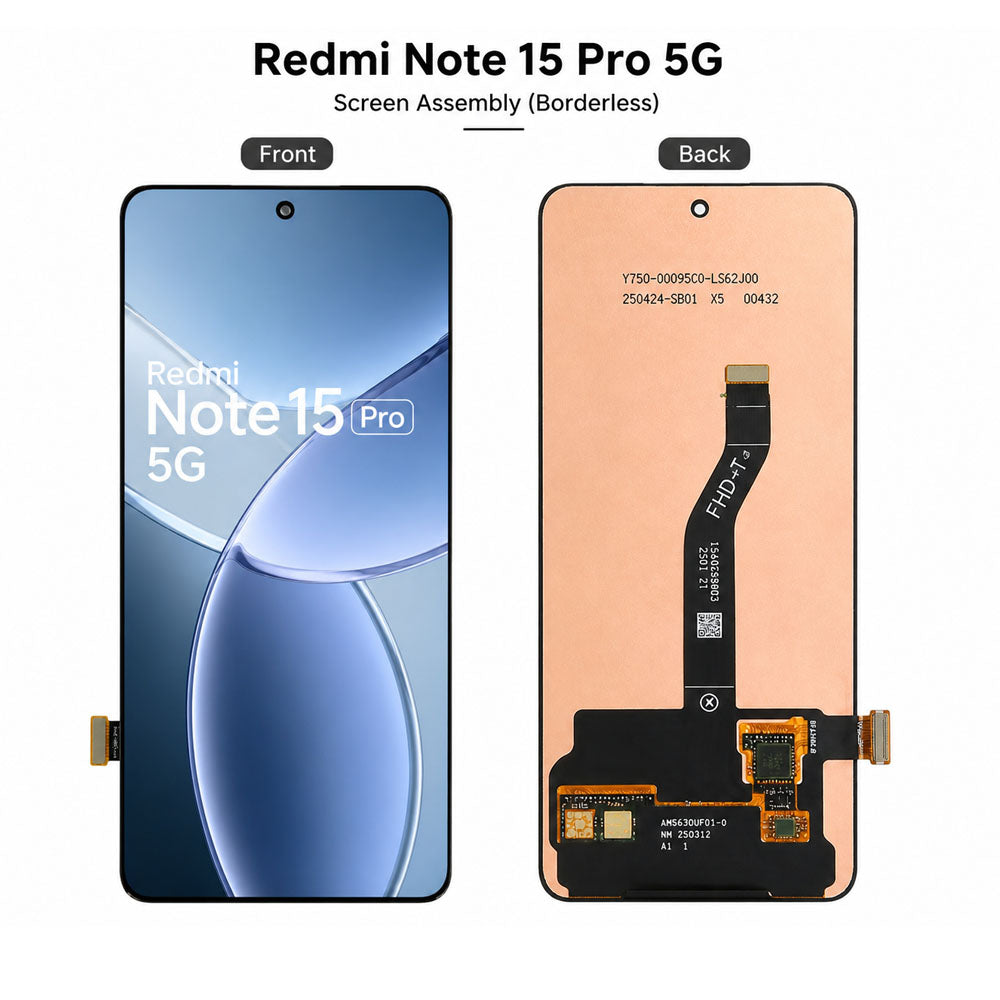 Xiaomi Redmi Note 15 Pro 5G Incell Frameless Display Assembly – High Brightness & Accurate Color Screen Replacement