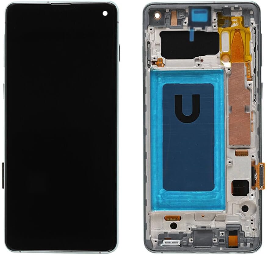 Original Samsung Galaxy S10 AMOLED Complete Display Assembly with Frame Integrated Screen Replacement Touch Digitizer Genuine OEM Repair Solution
