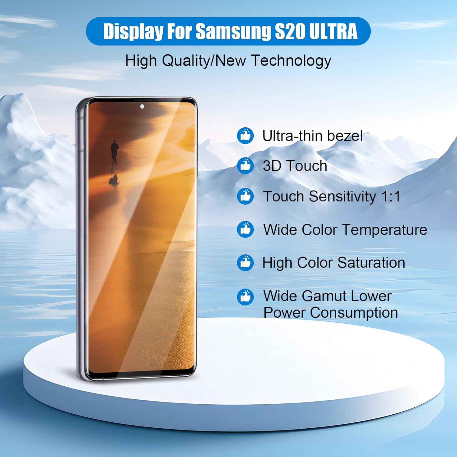 Original Samsung Galaxy S20 Ultra G988 AMOLED Display Combo with Frame Complete Screen Replacement Touch Digitizer Module OEM Quality Repair Unit