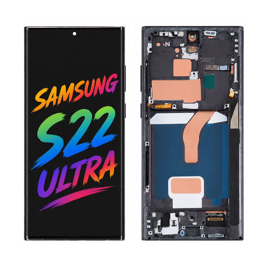 Samsung Galaxy S22 Ultra S908 OLED Display Assembly with Frame Replacement Screen Touch Digitizer Premium Quality Repair Part