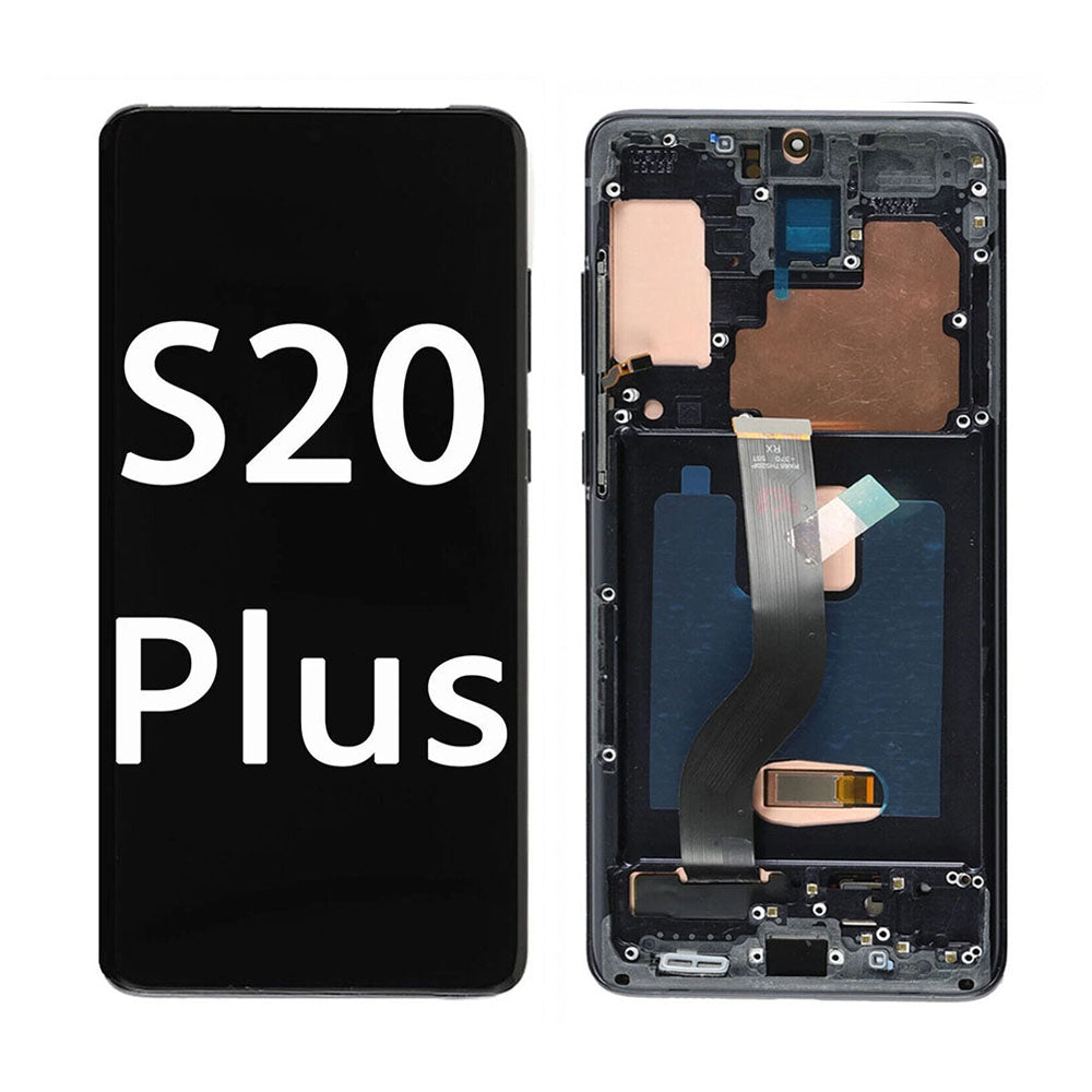 Original Samsung Galaxy S20 Plus G986 AMOLED Full Screen Assembly with Frame Integrated Display Replacement Touch Digitizer High Quality OEM Repair Component