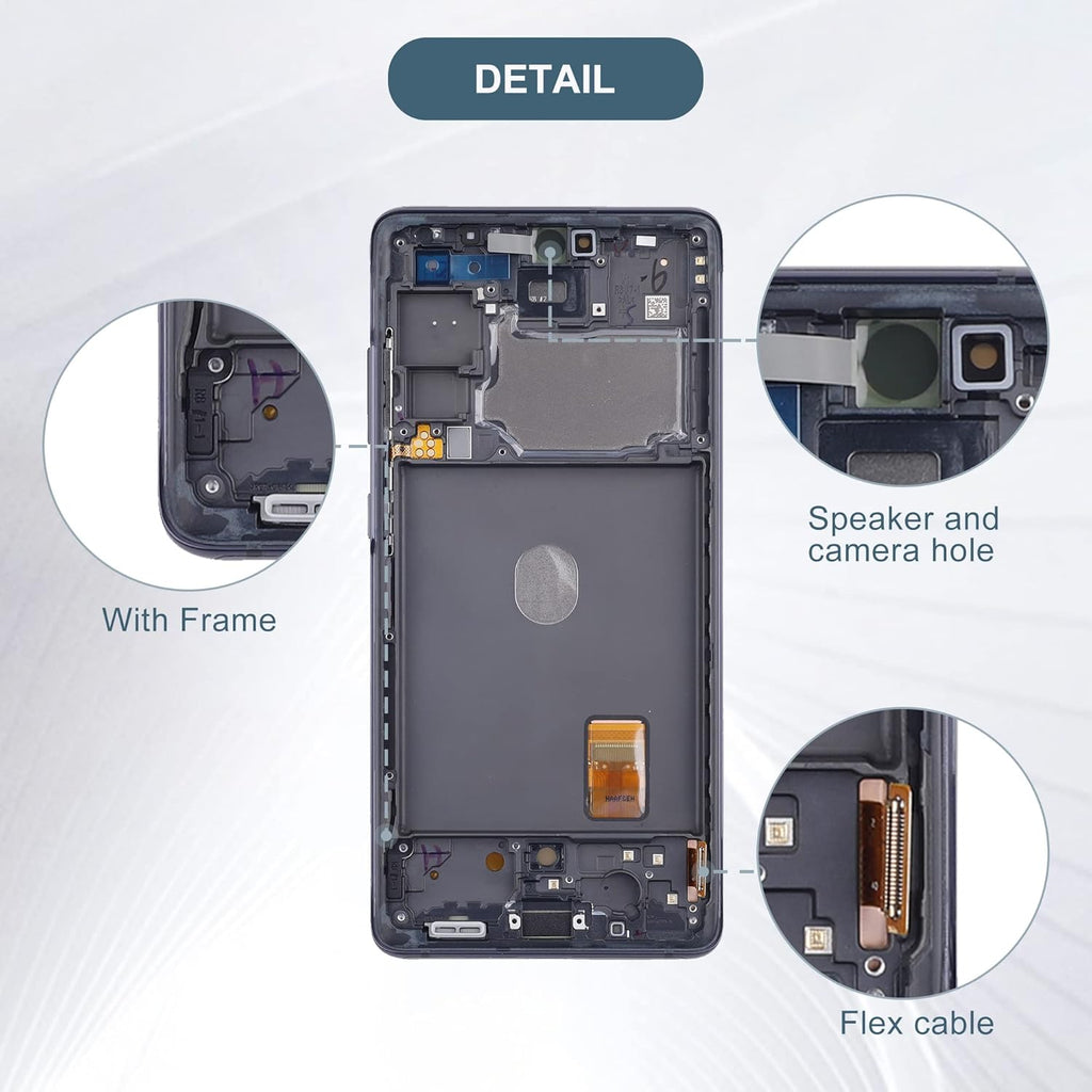 Original Samsung Galaxy S20 FE 5G AMOLED Screen Assembly with Frame Integrated Display Replacement Touch Digitizer Premium OEM Repair Solution