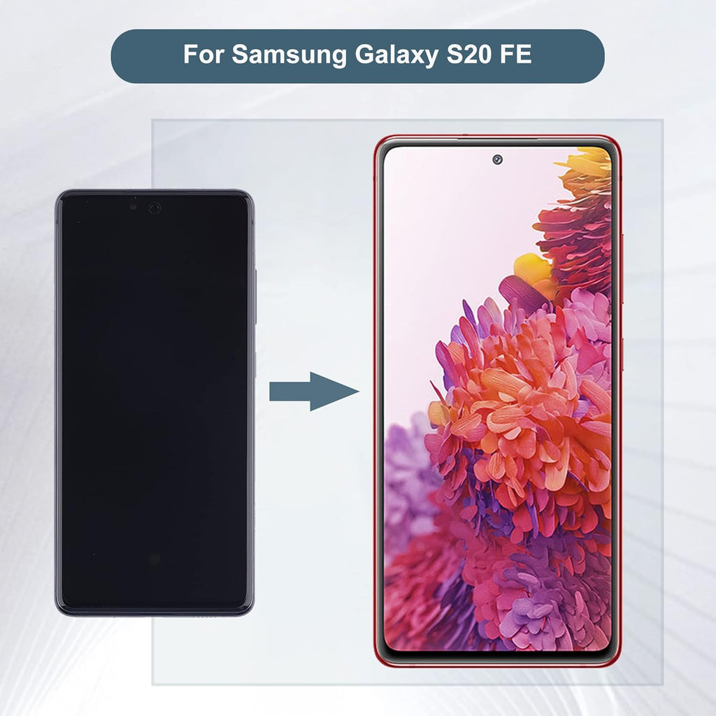Original Samsung Galaxy S20 FE 4G AMOLED Full Display Assembly with Frame Complete Screen Replacement Touch Digitizer Genuine OEM Repair Component