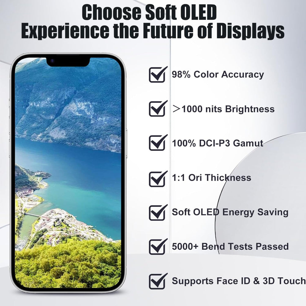 OLED Flexible Display Screen Replacement for iPhone 13 Pro (Soft OLED | Movable IC)