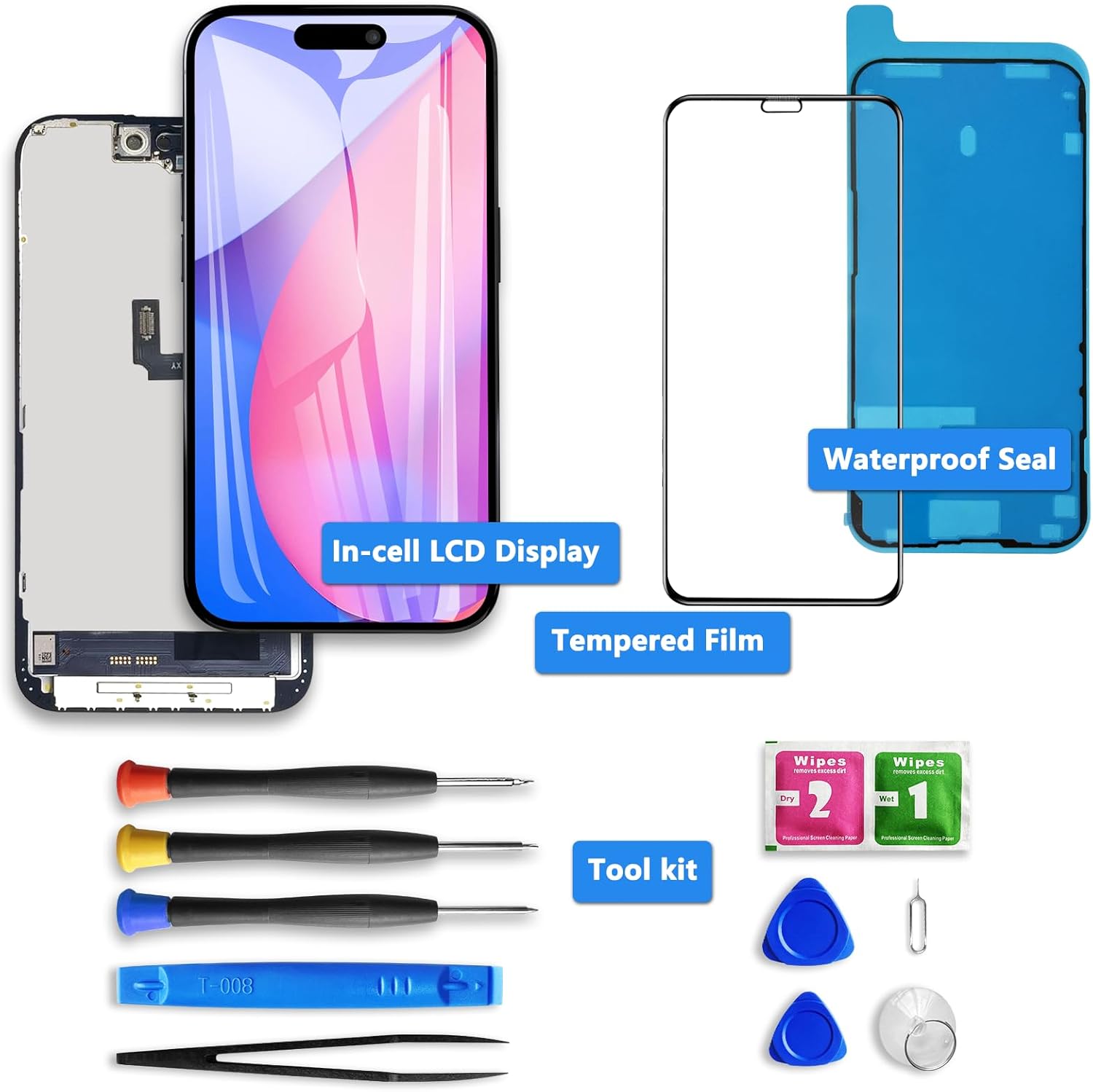 For iPhone 16 Plus LCD Screen Replacement (In-Cell)