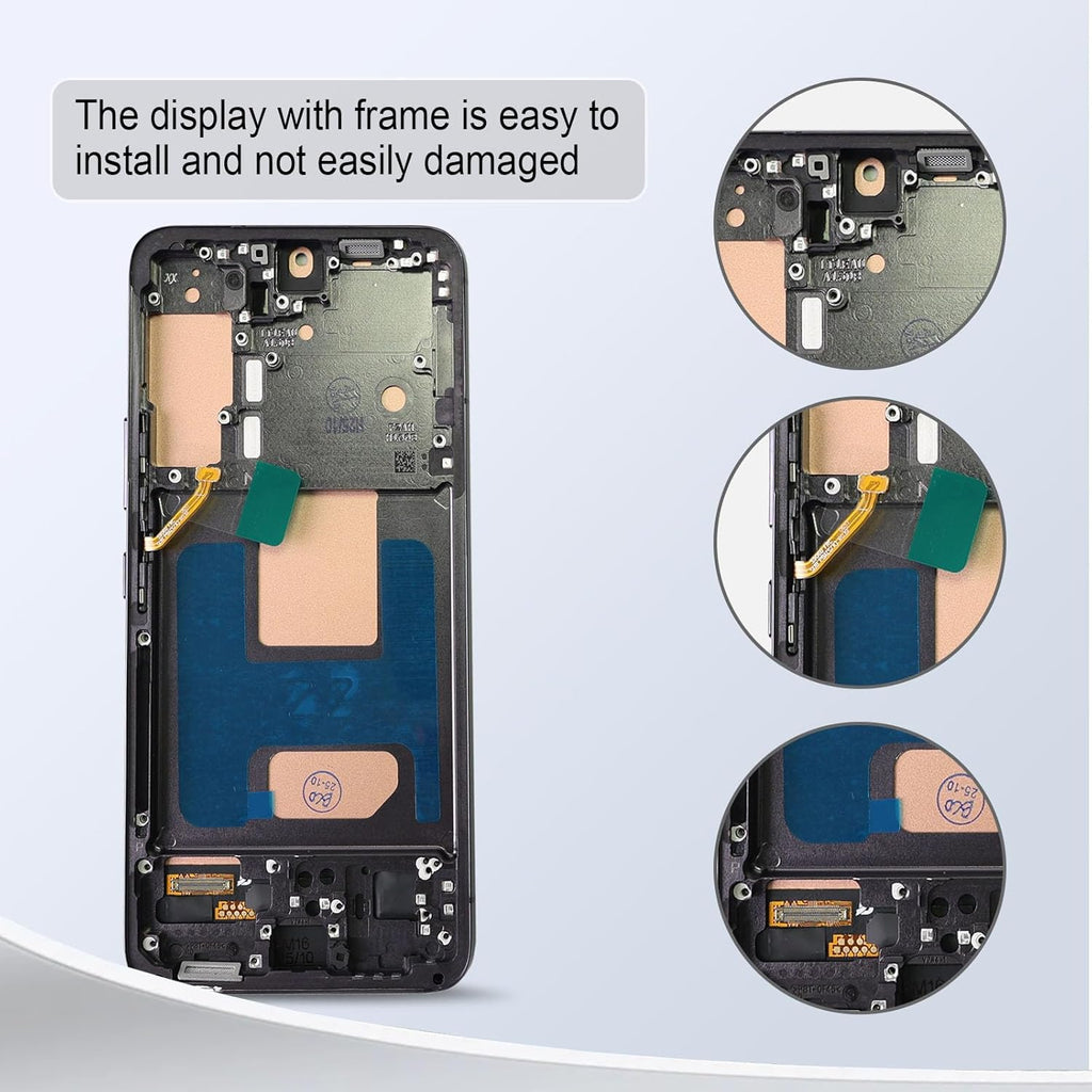 Samsung Galaxy S22 OLED Display Assembly with Frame Replacement Screen Touch Digitizer Premium Quality Repair Part